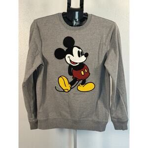 DISNEY Women's Embroidered Classic Mickey Mouse Sweater Gray Shirt - Size M
